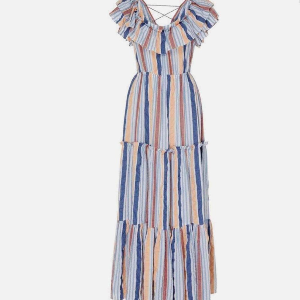 Ulla Johnson Verena Striped Tiered Maxi Dress Size 4
